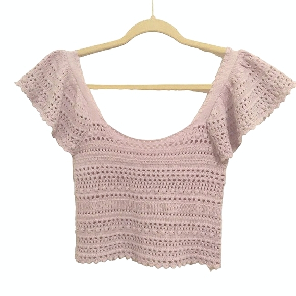 Sincerly Jules Tops - Sincerely Jules Crocheted, Ruffled Cap Sleeved, Slightly Cropped Top